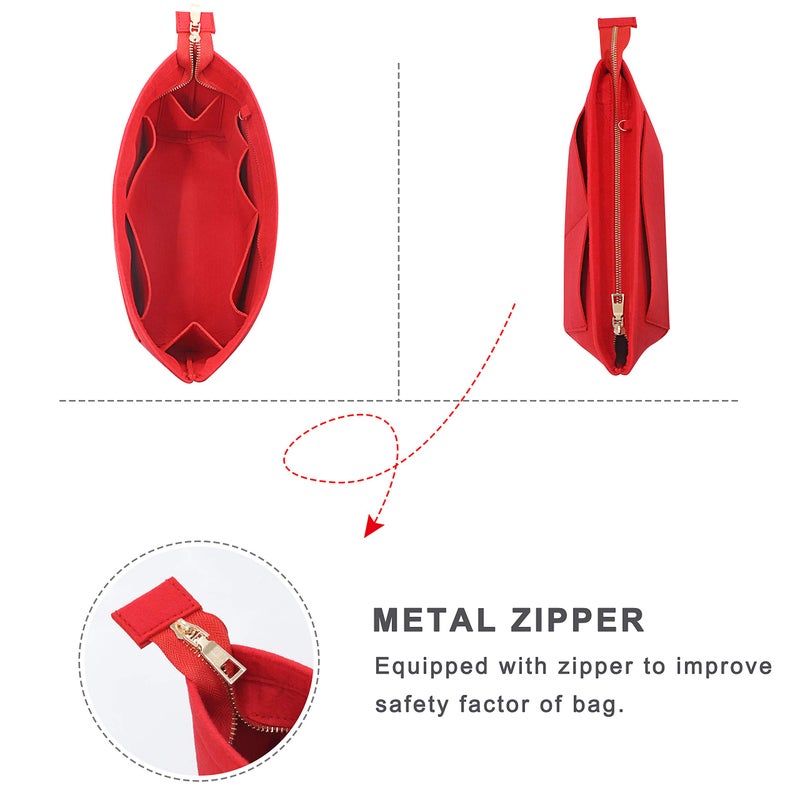 Soyizom Purse Organizer Insert Felt Purse Insert Bag Organizers Multi Pockets Tote Bag in Bag for Women,Red-L - Image 2